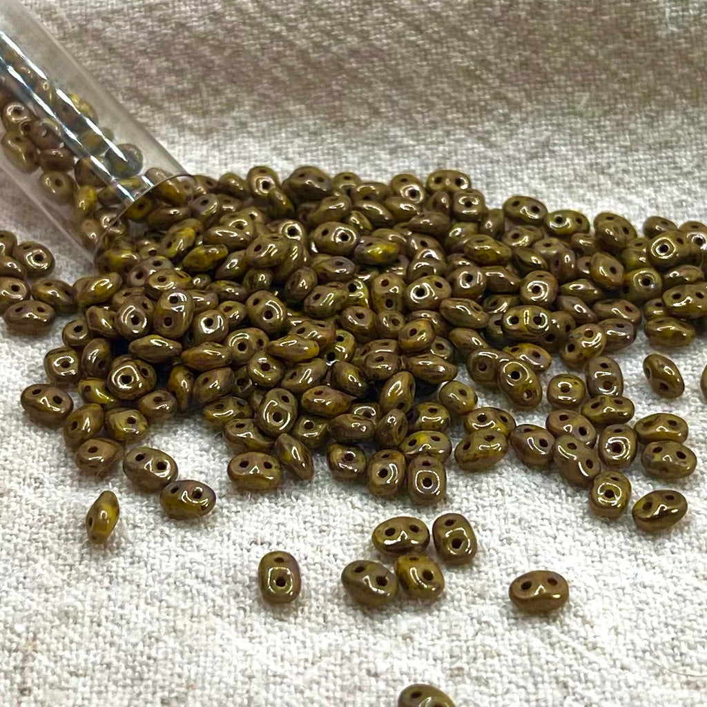SuperDuo Opaque Yellow Bronze Picasso