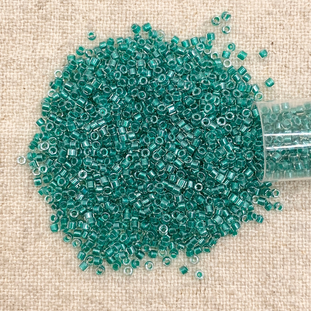 Delica 11/0 DB918 Sparkling Teal Lined Crystal