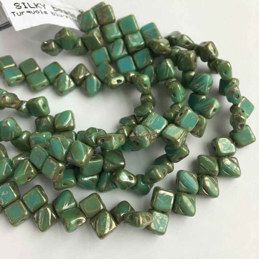 Silky Bead - Turquoise Blue Picasso