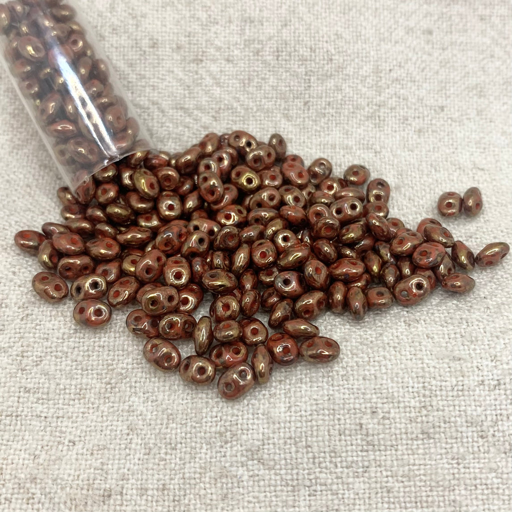 SuperDuo Opaque Orange Bronze Picasso