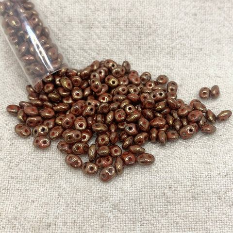 SuperDuo Opaque Orange Bronze Picasso