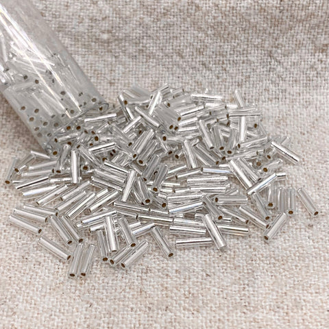 Miyuki Bugle #2 6mm - Silver-Lined Silver